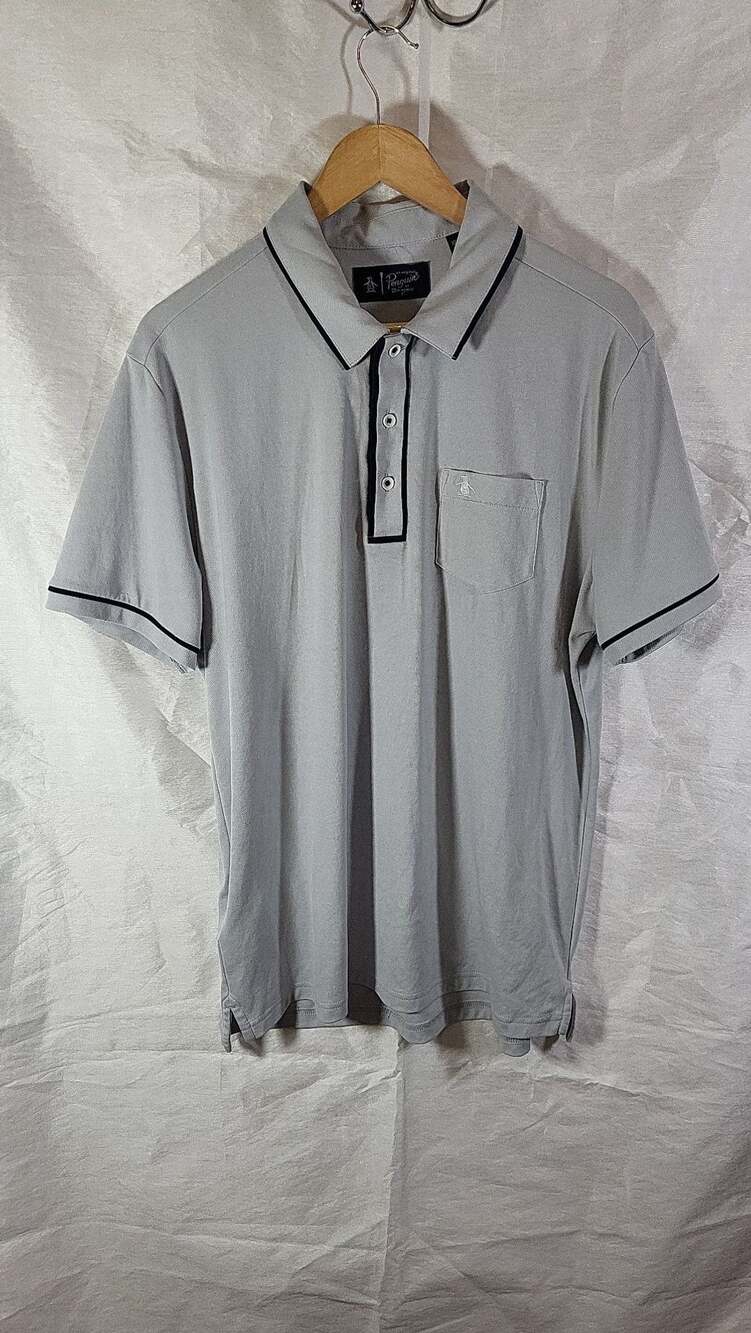 Original Penguin Men's Earl Short Sleeve Golf Polo Shirt Gray XL